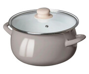 Altom Garnek emaliowany 22cm z pokrywą szklaną 3,5l taupe Altom