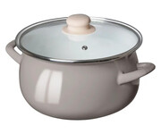 Altom Garnek emaliowany 16 cm z pokrywą szklaną 1,3l taupe Altom