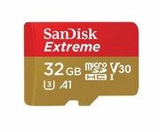 SANDISK MICRO SD 32GB EXTREME (microSD HC) 100MB/sC10 UHS-I U3, V30, A1+SD ADAP.DO KAMER MICRO SD 32GB EXTREME (microSD HC) 100MB/sC10 UHS-I U3 V30 A1 SD ADAP.DO KAMER SANDISK
