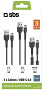 SBS Zestaw 3 kabli USB - USB-C SBS czarny # SBS