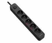 SILVER MONKEY Listwa antyprzepięciowa 5 gniazd 16A/230V 1,5m czarna Listwa antyprzepięciowa 5 gniazd 16A/230V 1 5m czarna SILVER MONKEY