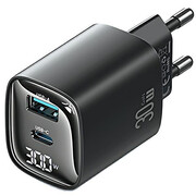USAMS 30W GaN USB-C/USB-A Fast Charging XC czarna USAMS