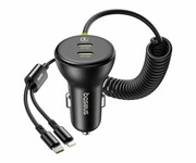 BASEUS Car Charger (C+C)+(C&L) Cable 60W Black C00035902121-00 Car Charger (C C) (C L) Cable 60W Black C00035902121-00 BASEUS