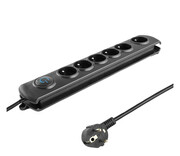 Qoltec Listwa antyprzepięciowa - 6 gniazd, 3m, czarna Qoltec