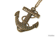 Żeglarskie Naszyjnik Złota Kotwica Retro