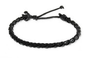 Skórzane Bransoletka Pleciona Czarna