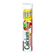 Calcium + witamina C smak poziomkowy tabletki musujące 20