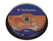 Płyty Verbatim DVD-R 4,7GB 16x - Cake Box - 10szt. - Matt Silver