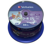 Płyty Verbatim DVD+R 8,5GB DL 8x - Cake Box - 50szt. - Do nadruku