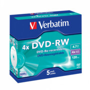 Płyty Verbatim DVD-RW 4.7GB x4 - Jewel Case Matt Silve - 5szt.
