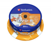 Płyty Verbatim DVD-R 4,7GB 16x - Cake Box - 25 szt. - Printable