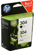 Zestaw tuszy HP 304 / 3JB05AE Czarny + Kolor (Oryginalny) - 2-Pack