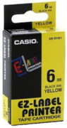 Taśma JWT-C6YWN Czarny na Żółtym do drukarej Casio (Zamiennik Casio PT-6X1 / XR-6YW1) [6mm x 8m]