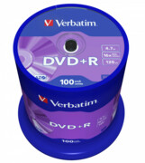 Płyty Verbatim DVD+R 4,7GB 16x - Cake Box - 100 szt.- Matt Silver