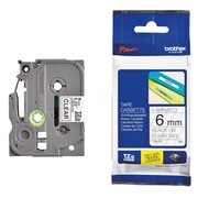 Taśma Brother 6mm/8m przeźroczysta z czarnym nadrukiem TZE111