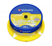 Płyty Verbatim DVD+RW Matt Silver 4,7GB x4 - Cake Box - 25szt.