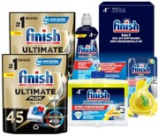 FINISH Ultimate Plus Kapsułki do zmywarki lemon 90 szt. + sól + nabłyszczacz + czyścik + zapach