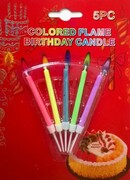 Świeczki urodzinowe kolorowy płomień 5 sztuk