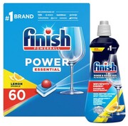 Finish Power Essential Tabletki 60 sztuk + nabłyszczacz 400 ml