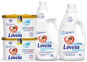Lovela Baby Zestaw - Kapsułki do prania 24 sztuki + Płyn do płukania tkanin 2 L + Odplamiacz 1 L