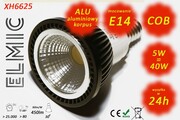 Żarówka reflektor LED COB XH 6625 5W 230V E14 30st. 3000K Ciepła Biel ELMIC przeźroczysta - paczka promocyjna 10 szt. 7% TANIEJ ELMIC