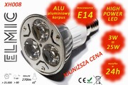 Żarówka reflektor LED POWER XH 008 3W 230V E14 45st. 3000K Ciepła Biel ELMIC przeźroczysta ELMIC