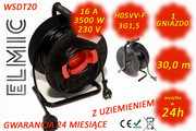Przedłużacz elektryczny zwijany bębnowy - 30 mb - WS DT 20 / 30 / 1.5 / K - ELMIC czarny / czerwony ELMIC