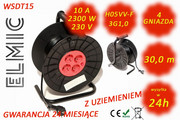 Przedłużacz elektryczny zwijany bębnowy - 30 mb - WS DT 15 / 30 / 1.0 / K - ELMIC czarny / czerwony ELMIC