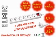 Przedłużacz elektryczny listwa z włącznikiem - 1.5 mb - WS NF 06 K / 1.5 / 1.0 / K - ELMIC biały ELMIC