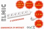 Przedłużacz elektryczny listwa bez włącznika - 1.5 mb - WS NF 06 / 1.5 / 1.0 / K - ELMIC biały ELMIC