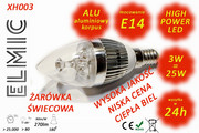 Żarówka świecowa LED POWER XH 003 3W 230V E14 3000K Ciepła Biel ELMIC ŚWIECA przeźroczysta ELMIC