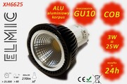 Żarówka reflektor LED COB XH 6625 3W 230V GU10 30st. 3000K Ciepła Biel ELMIC przeźroczysta - paczka promocyjna 11+1 GRATIS ELMIC