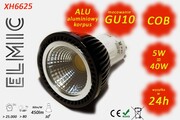 Żarówka reflektor LED COB XH 6625 5W 230V GU10 30st. 3000K Ciepła Biel ELMIC przeźroczysta - paczka promocyjna 11+1 GRATIS ELMIC