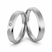 Obrączki ślubne platynowe klasyczne płaskie fazowane 4 mm z brylantami - Pt-30