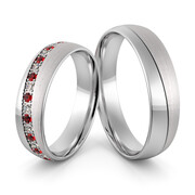 Obrączki srebrne z rubinami i cyrkoniami swarovski - wzór Ag-439