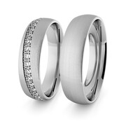 Obrączki ślubne klasyczne z białego złota niklowego 5 mm z brylantami - 98
