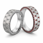 Obrączki srebrne masywne z rubinami - wzór Ag-509