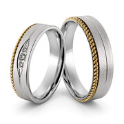 Obrączki srebrne ze złotym warkoczem i cyrkoniami - wzór Ag-431