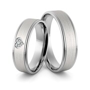 Obrączki srebrne z sercem i cyrkoniami swarovski - wzór Ag-366
