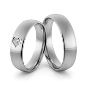 Obrączki ślubne palladowe 5 mm z sercem i brylantami - Pd-24