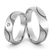 Obrączki ślubne z białego złota niklowego z brylantem - Au-1012