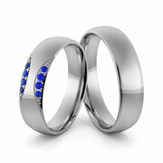 Obrączki ślubne palladowe 5 mm z szafirami - Pd-76