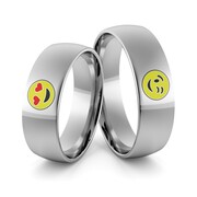 Obrączki ślubne z białego złota palladowego emotki emalia - Au-988