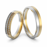 Obrączki ślubne dwukolorowe z brylantami - Au-1154