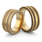 Obrączki ślubne masywne z brylantami - Au-1100