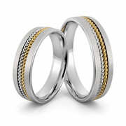 Obrączki ślubne z warkoczami z białego złota palladowego - Au-1009