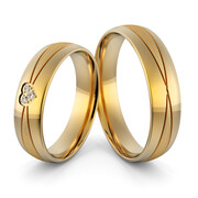 Obrączki ślubne z sercem i brylantami - Au-1055