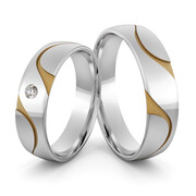 Obrączki srebrne pozłacane z cyrkonią swarovski - wzór Ag-407