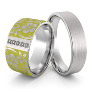 Obrączki srebrne z emaliowanymi kwiatkami i cyrkoniami - wzór Ag-475