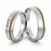 Obrączki ślubne z warkoczem i brylantami - Au-1006